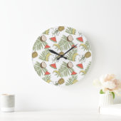 Tropical Fruit Sketch Pattern Große Wanduhr (Zuhause)