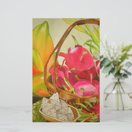 Tropical Fruit Wasserfarbe Original Kunst Stillleb Briefpapier (Stehend Vorderseite)