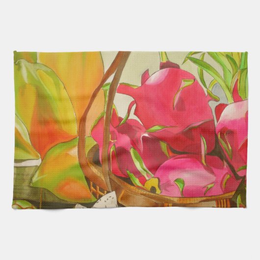 Tropical Fruit Wasserfarbe Original Kunst Stillleb Geschirrtuch (Horizontal)