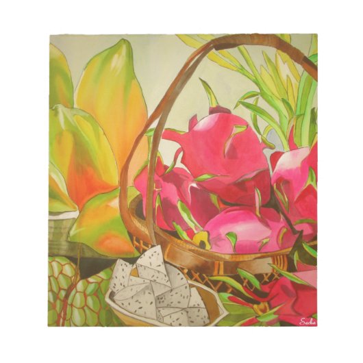 Tropical Fruit Wasserfarbe Original Kunst Stillleb Notizblock (Vorderseite)