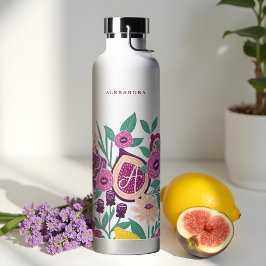 Tropical Fruits, Fig Wildflower Botanical Monogram Trinkflasche