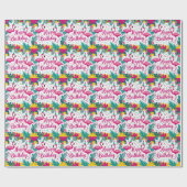 Tropical Fun Flamingo Birthday Design Geschenkpapier (Flach)