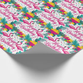 Tropical Fun Flamingo Birthday Design Geschenkpapier (Ecke)