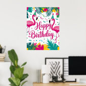 Tropical Fun Flamingo Birthday Design Poster (Heimbüro)