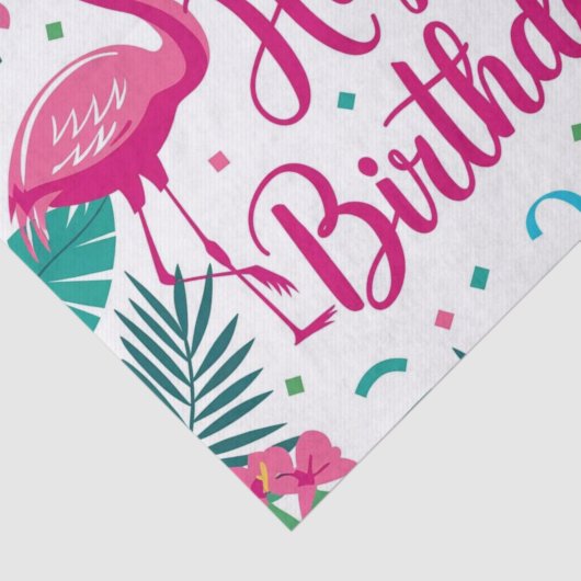 Tropical Fun Flamingo Birthday Design Seidenpapier (Ausschnitt)