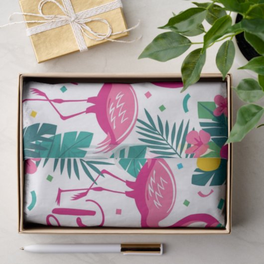 Tropical Fun Flamingo Birthday Design Seidenpapier (Geschenk)
