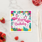 Tropical Fun Flamingo Birthday Design Serviette (Beispiel)