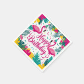 Tropical Fun Flamingo Birthday Design Serviette (Ecke)