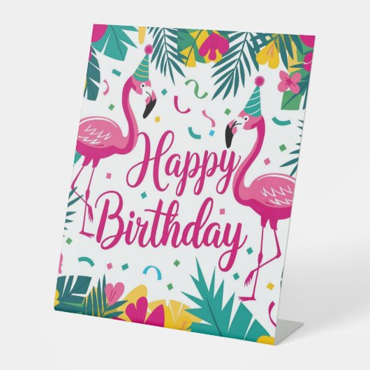Tropical Fun Flamingo Birthday Design Sockelschild (Vorderseite)