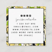 Tropical Funky Kawaii Forest Graphic Designer Leaf Quadratische Visitenkarte (Rückseite)