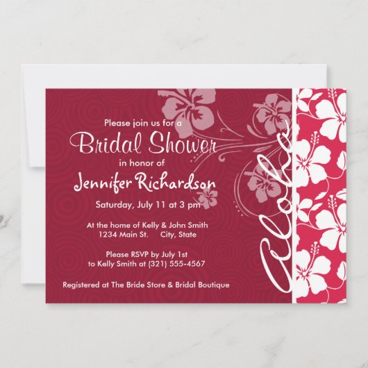 Tropical Fuschia Hibiskus; Aloha Einladung (Vorderseite)