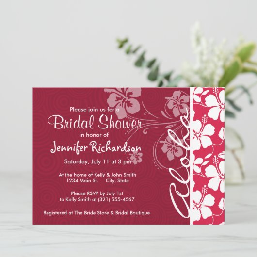 Tropical Fuschia Hibiskus; Aloha Einladung (Stehend Vorderseite)