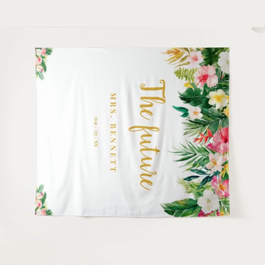 Tropical Future Frau Brautparty Hintergrund Wandteppich (Vorderseite (Horizontal))