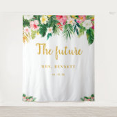 Tropical Future Frau Brautparty Hintergrund Wandteppich (Vorderseite)