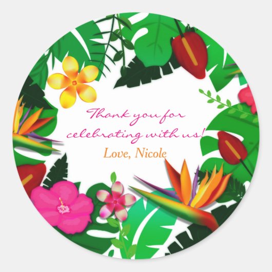 Tropical Garden Blätter & Blume bevorzugen Sticker (Vorderseite)
