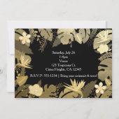 Tropical Garden Blätter Gold & Schwarz Einladungen (Rückseite)