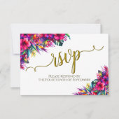 Tropical Garden Floral Elegante Calligrafy Wedding RSVP Karte (Vorderseite)