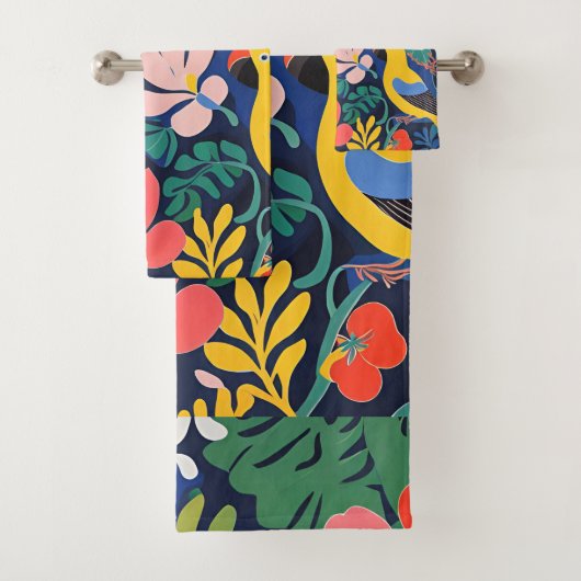 Tropical Garden Modern Expressionism Artwork Badhandtuch Set (Insitu)