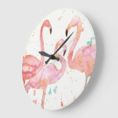 Tropical | Gathering of Flamingos Große Wanduhr (Winkel)