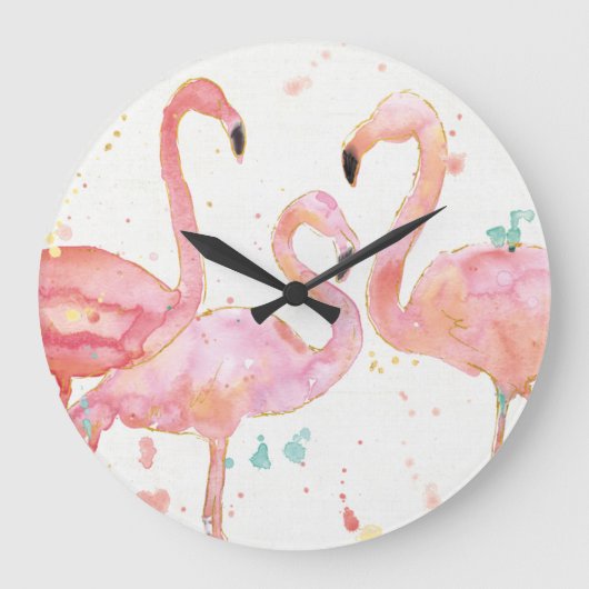 Tropical | Gathering of Flamingos Große Wanduhr (Vorderseite)