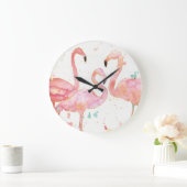 Tropical | Gathering of Flamingos Große Wanduhr (Zuhause)