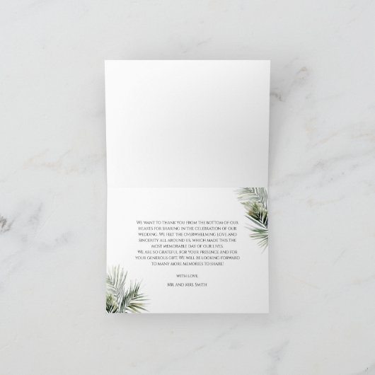 Tropical geklappt Danke Card - Botanisches Design (Innenseite)