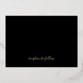 Tropical Geometric Black & Gold Wedding Folieneinladung (Rückseite)