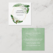 Tropical Geometric Greenerage Foliage Quadratische Visitenkarte (Vorne/Hinten)