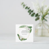 Tropical Geometric Greenerage Foliage Quadratische Visitenkarte (Stehend Vorderseite)
