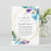 Tropical Geometric Online Virtual Wedding Einladung (Stehend Vorderseite)