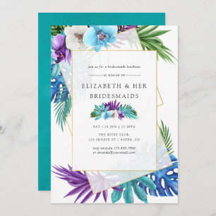 Tropical Geometric Wedding Bridesmaids Luncheon Einladung