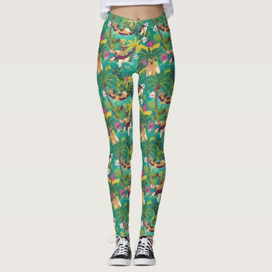Tropical German Shepherd Beach Vibes Leggings (Vorderseite)