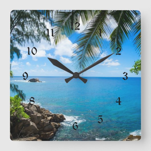 Tropical Getaway Quadratische Wanduhr (Vorderseite)