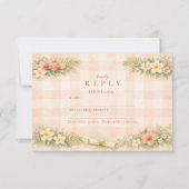 Tropical Gingham Floral Graduation RSVP Karte (Vorderseite)