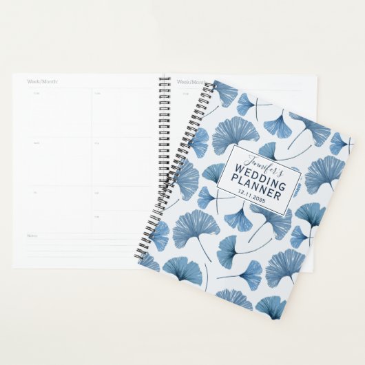 Tropical Ginkgo Foliage Dusty Blue Wedding Planner Planer (Anzeige)