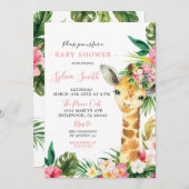 Tropical Giraffe Girl Baby Shower Einladung (Vorne/Hinten)