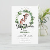 Tropical Giraffe und Baby Jungle Baby Shower Einladung (Stehend Vorderseite)