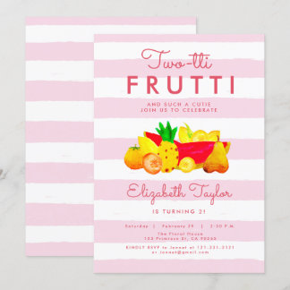 Tropical Girl 2. Geburtstag Zwei rosa Twotti Frutt Einladung