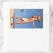 Tropical Girl Button Up Rechteckiger Aufkleber (Tasche)