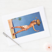 Tropical Girl Button Up Rechteckiger Aufkleber (Umschlag)