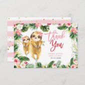 Tropical Girl Sloth Baby Dusche Danke Karte (Vorne/Hinten)