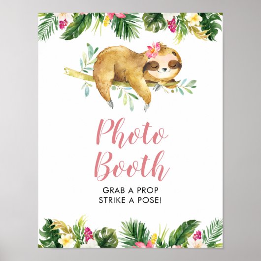 Tropical Girl Sloth Baby Duschkabine Foto Standzei Poster (Vorne)