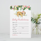 Tropical Girl Sloth Baby Shower Baby Vorhersagen (Stehend Vorderseite)