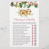 Tropical Girl Sloth Baby Shower Mommy oder Daddy (Vorderseite)