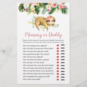Tropical Girl Sloth Baby Shower Mommy oder Daddy