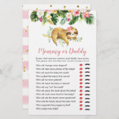 Tropical Girl Sloth Baby Shower Mommy oder Daddy (Vorne/Hinten)