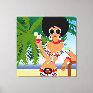 Tropical Girl Wrapped Canvas Leinwanddruck