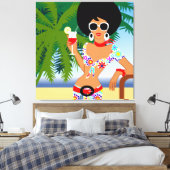 Tropical Girl Wrapped Canvas Leinwanddruck (Insitu (Schlafzimmer))
