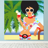 Tropical Girl Wrapped Canvas Leinwanddruck (Insitu (Holzboden))