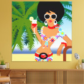 Tropical Girl Wrapped Canvas Leinwanddruck (Insitu (Wohnzimmer))